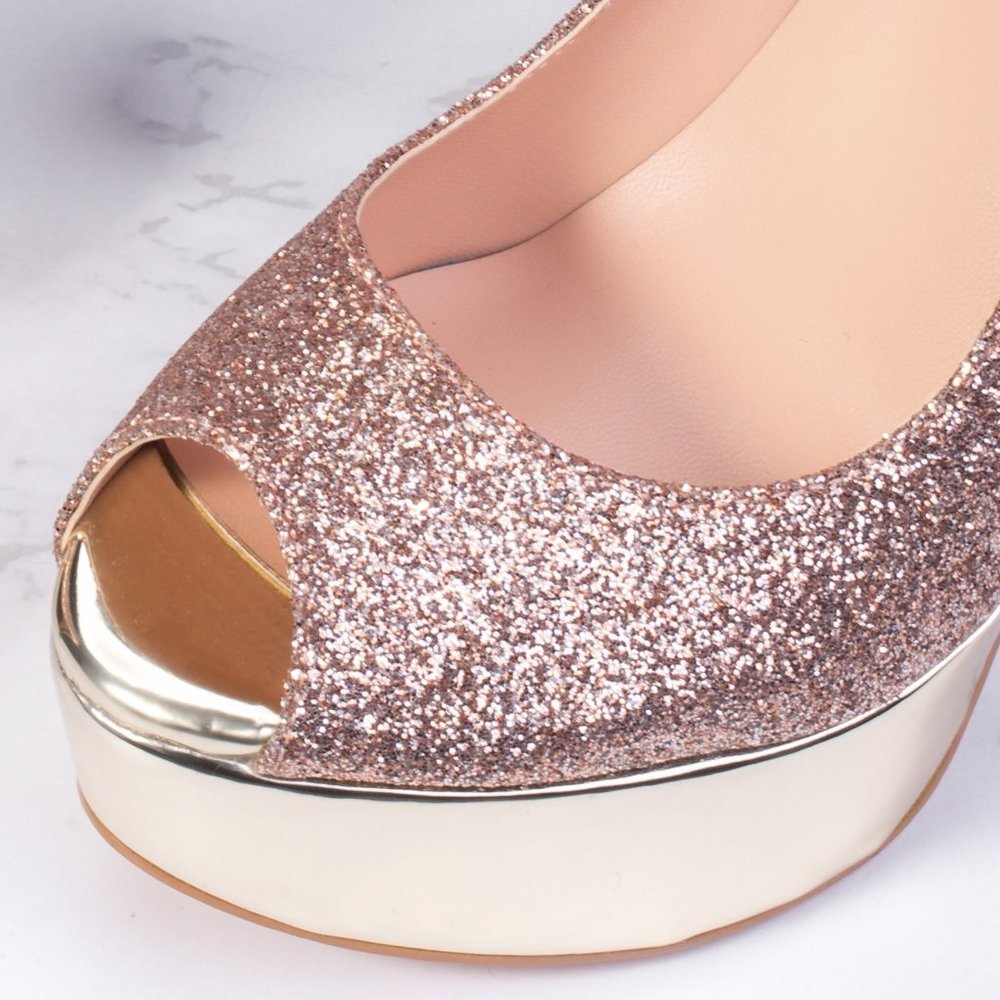 Petit Cadeau Danielle - Classy Peep Toe Pumps, 6" Heels and 1.5" Platform NEW! - Picture 5 of 5